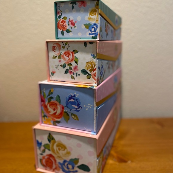 Spring Floral Nesting Boxes Set Of 4, Floral Stackable Decorative Storage Boxes - Picture 6 of 16